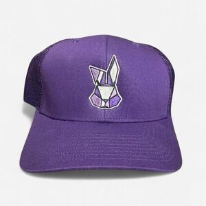 Purple Trucker Hat with Geometric Rabbit Logo
